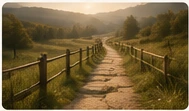 A path beside a protective fence on a hillside